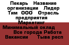 Пекарь › Название организации ­ Лидер Тим, ООО › Отрасль предприятия ­ Маркетинг › Минимальный оклад ­ 27 600 - Все города Работа » Вакансии   . Тыва респ.